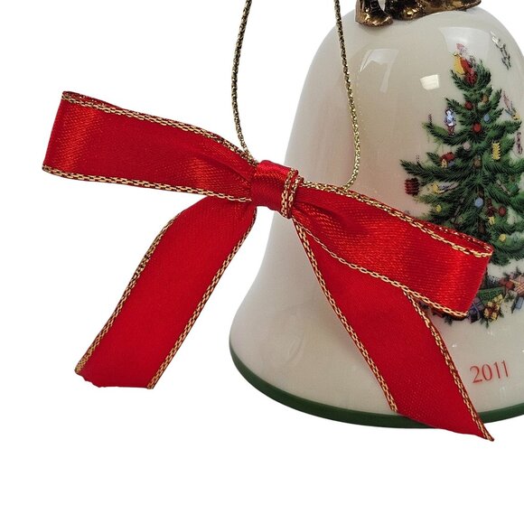 Spode Christmas Tree Ornament 2011 Bell With Santa Handcrafted NIB Holiday Decor - Picture 10 of 10